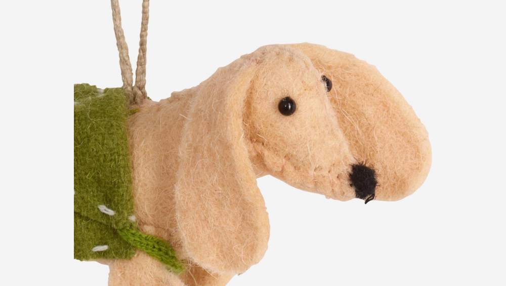 Weihnachtsdekoration - Beigefarbener Hund aus Filz zum Aufhängen 