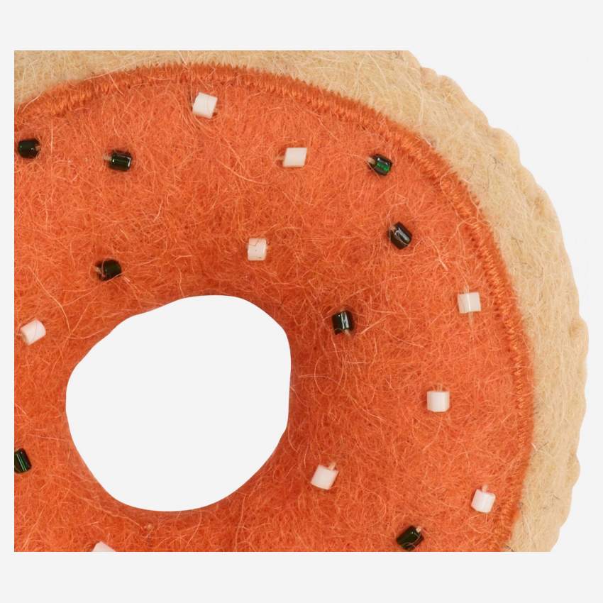Weihnachtsdekoration - Orangefarbener Donut aus Filz zum Aufhängen 