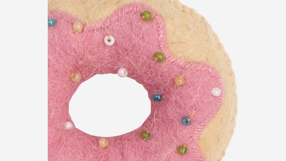 Décoration de Noël - Donut rose en feutre à accrocher 