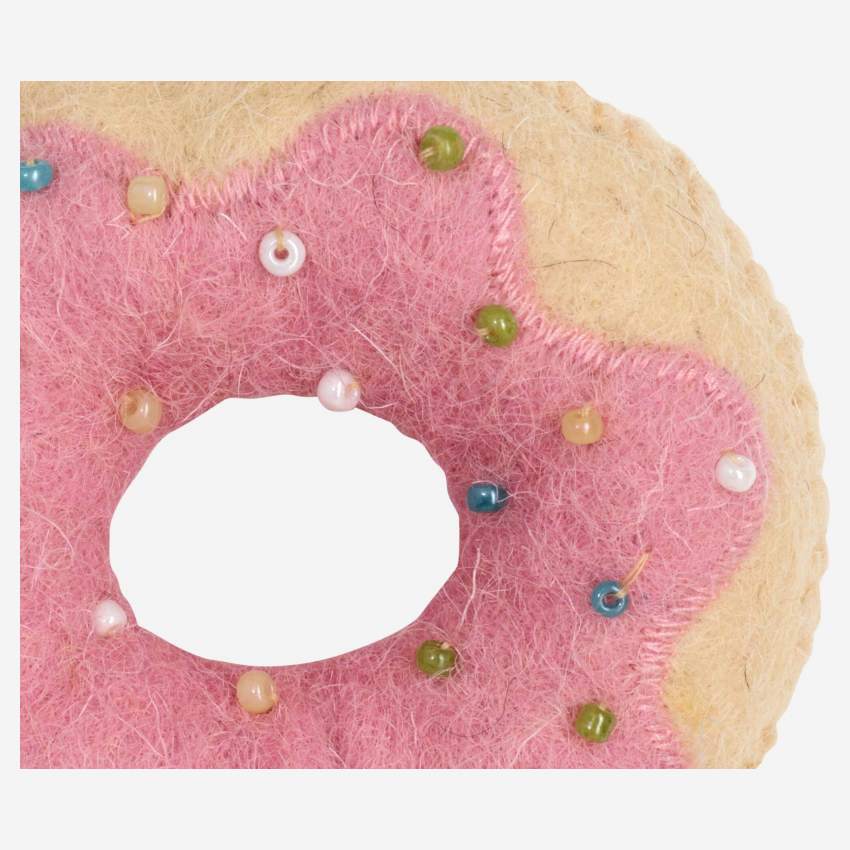 Weihnachtsdekoration - Rosefarbener Donut aus Filz zum Aufhängen 
