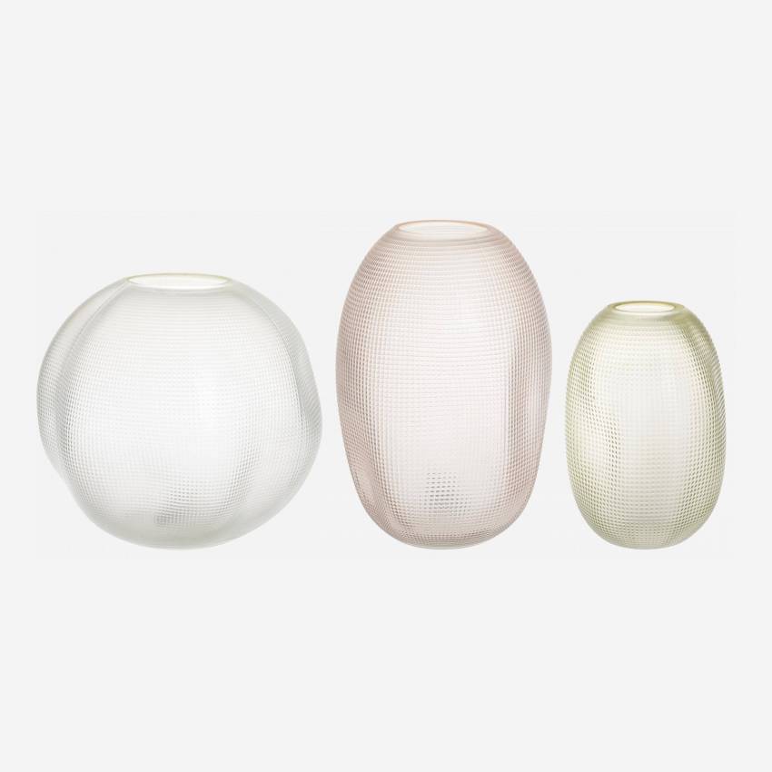 Vase aus strukturiertem, mundgeblasenem Glas - Weiß