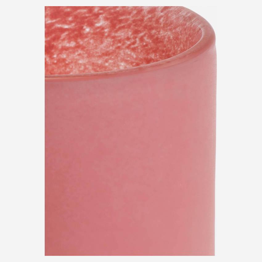 Windlicht aus mundgeblasenem Glas - H. 10 cm - Rosafarben