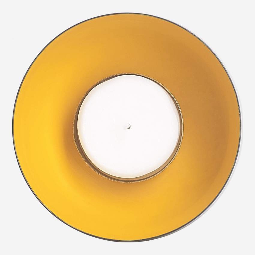 Windlicht aus Metall für Teelicht – Gelb – 14 cm