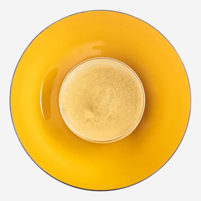 Windlicht aus Metall für Teelicht – Gelb – 14 cm