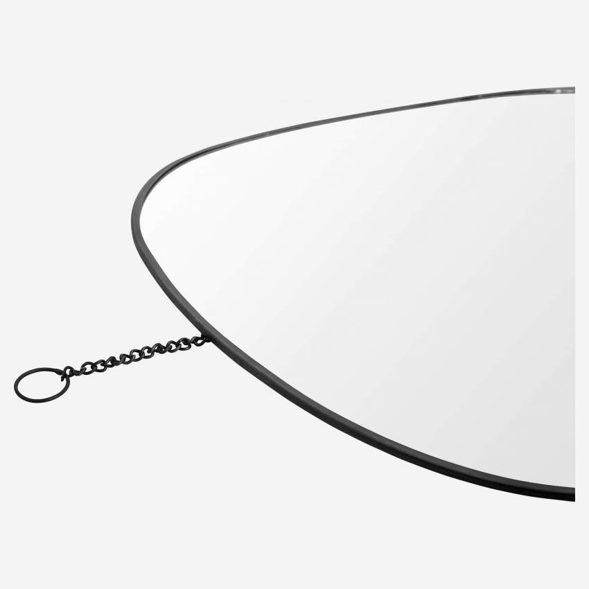 Miroir ovale en métal – Noir – 28 x 28 cm