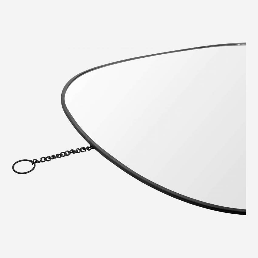 Espejo Ovalado de Metal – Negro – 28 x 28 cm
