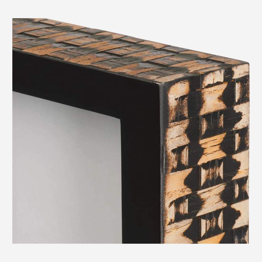 Moldura de mesa madeira - 10x15cm - Preto e natural