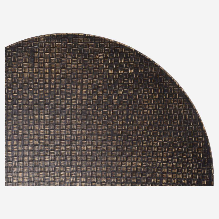 Dekoratives Tablett aus gewebtem Holz - Durchmesser: 66 cm - Schwarz und Naturfarben