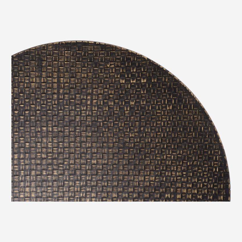 Dekoratives Tablett aus gewebtem Holz - Durchmesser: 66 cm - Schwarz und Naturfarben
