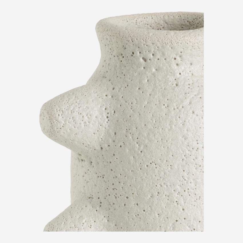 Vase aus Fayence - Grau und Weiß - 16 x 23 cm