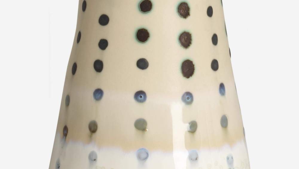 Vaas van aardewerk - Wit met blauwe stippen