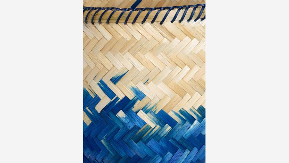 3er-Set Körbe aus Bambus - Blau und Naturfarben