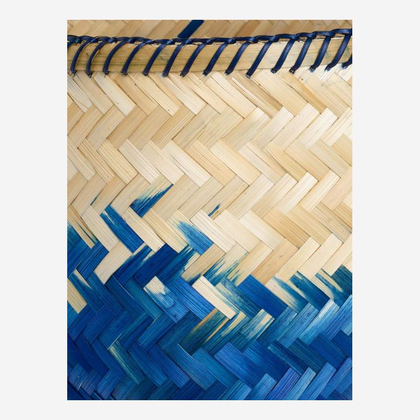 Cesta de bambú - Azul y Natural - 49 x 37 cm