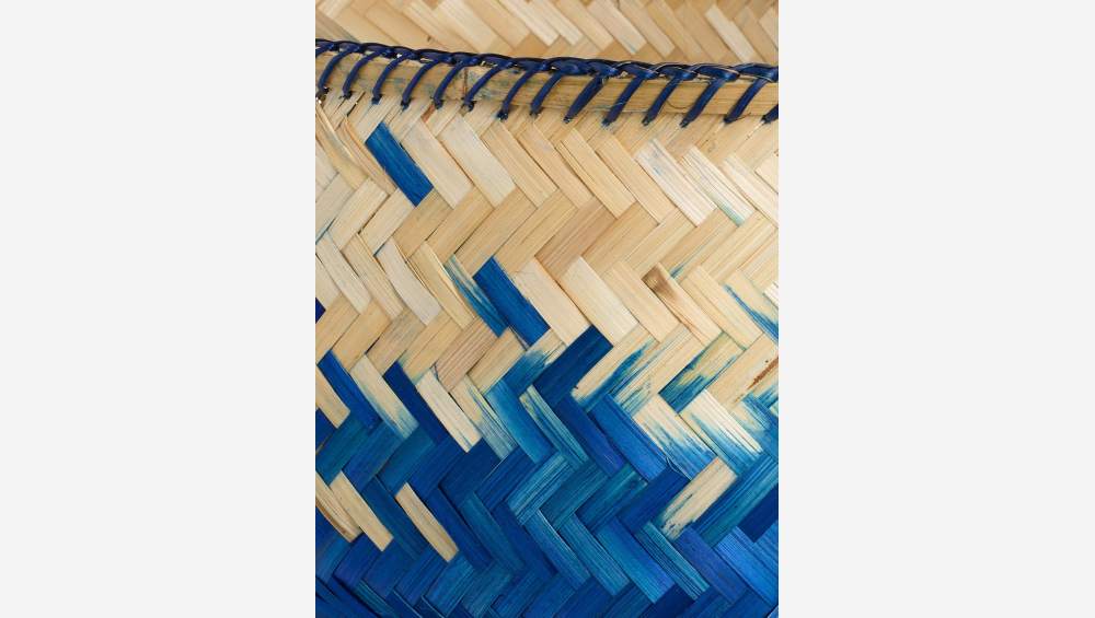 Korb aus Bambus - Blau und Naturfarben - 42 x 32 cm