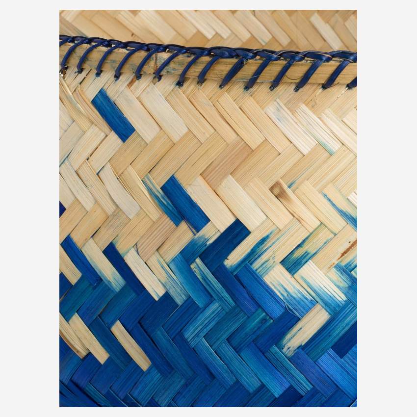Panier en bambou - Bleu et naturel - 42 x 32 cm