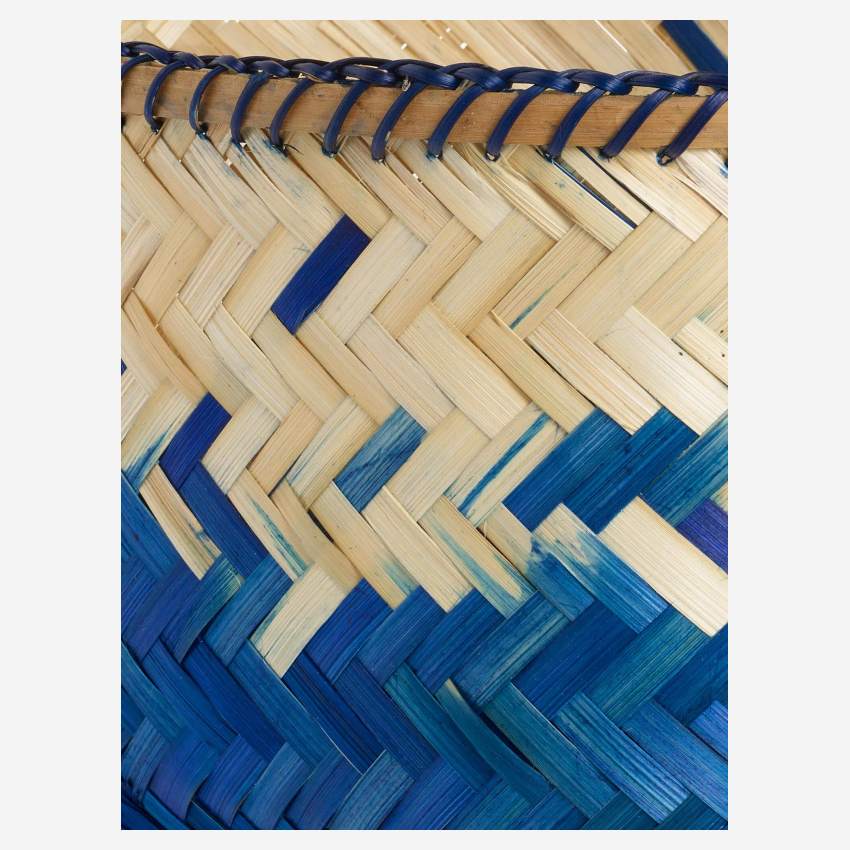 Cesta de bambú - Azul y natural - 34 x 22 cm
