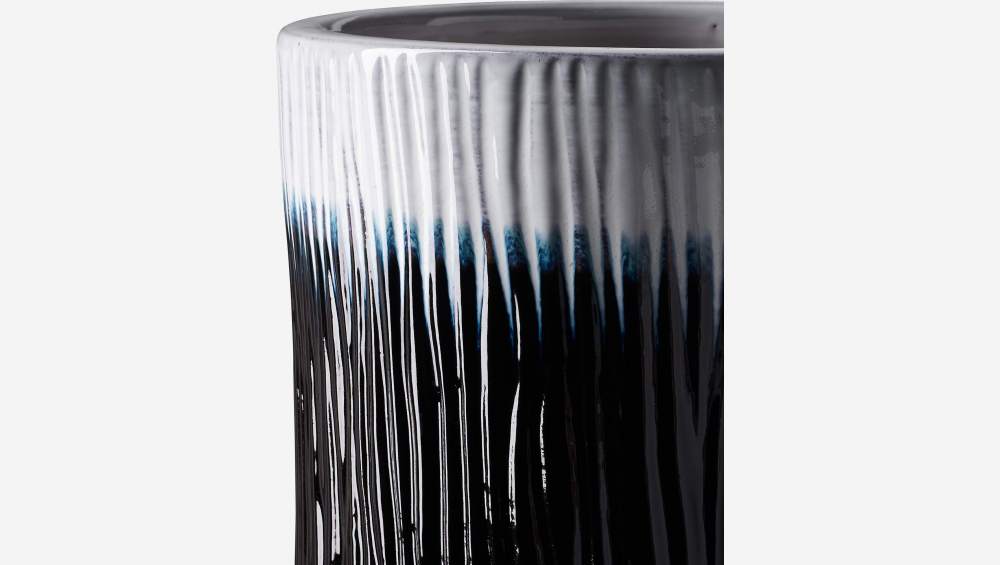 Vaso decorativo em faiança - Azul e branco - 30x30 cm