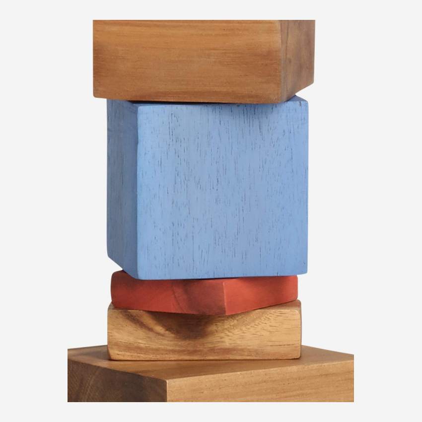 Candelabro de madera de acacia - 12 cm - Multicolor