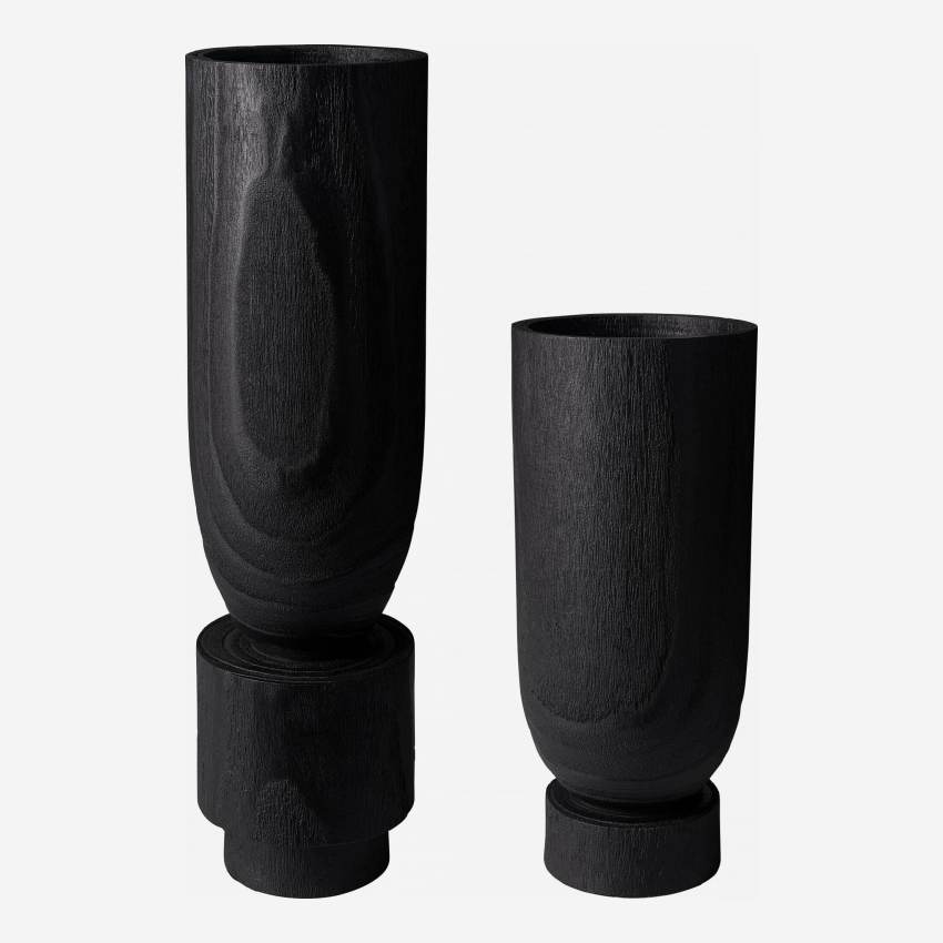 Vase en bois - 16 x 56 cm - Noir