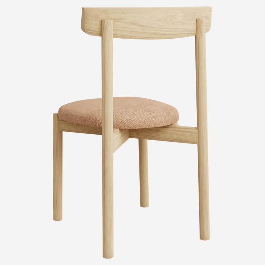 Cadeira em madeira e tecido – Cor-de-rosa salmão - Design by Marie Matsuura