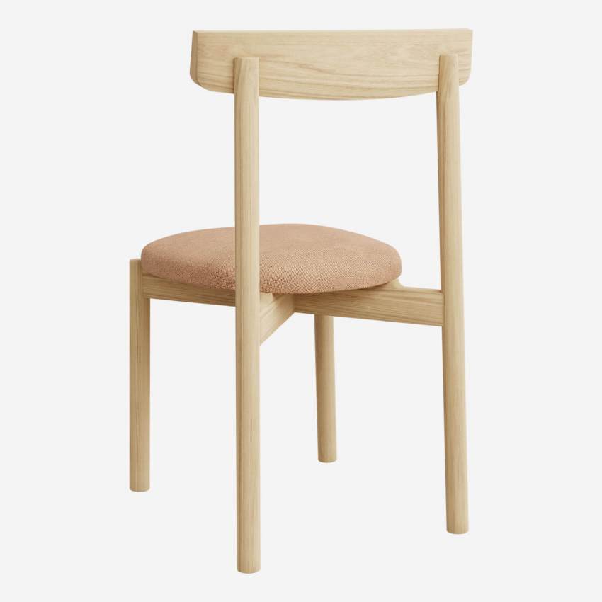 Cadeira em madeira e tecido – Cor-de-rosa salmão - Design by Marie Matsuura