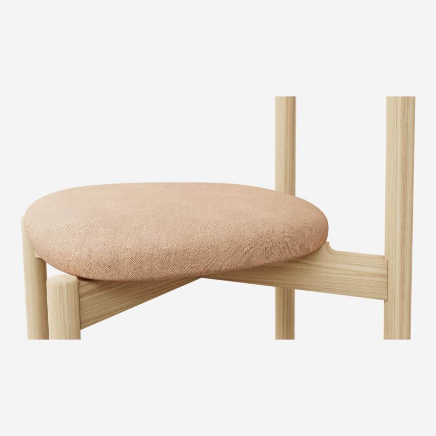Chaise en bois et tissu – Rose saumon - Design by Marie Matsuura