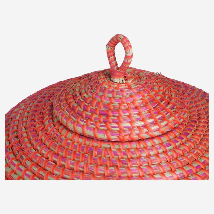 Cesta con tapa de junco de mar - Rojo - 40 x 36 cm