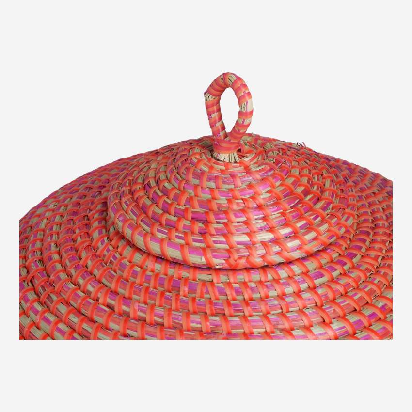 Cesta con tapa de junco de mar - Rojo - 40 x 36 cm