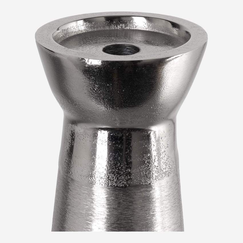Candelabro de alumínio - Prateado - 19cm