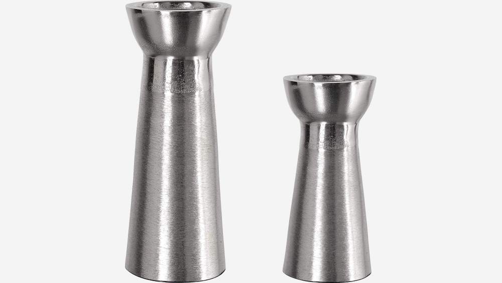Bougeoir en aluminium - Argenté - 19 cm