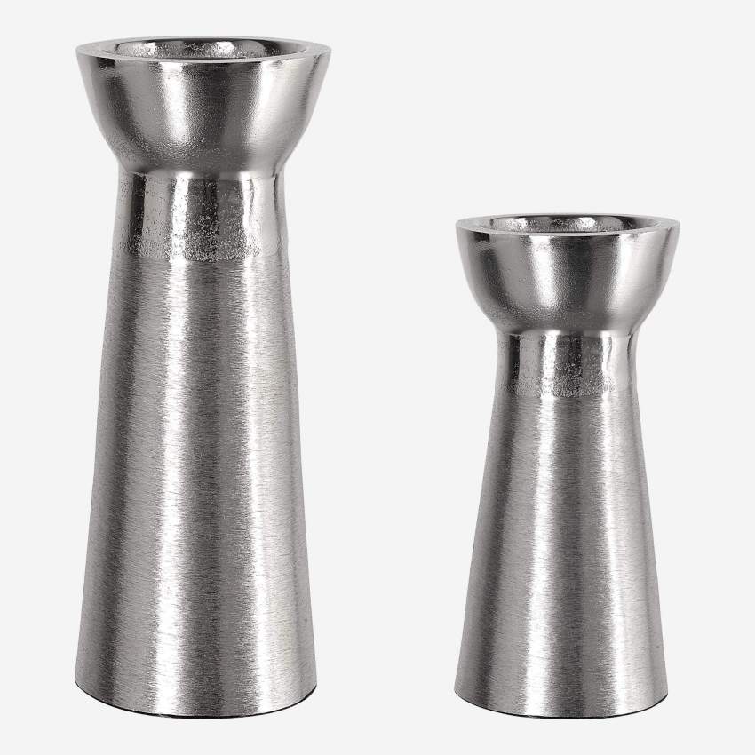 Portacandele in alluminio - Argento - 19 cm