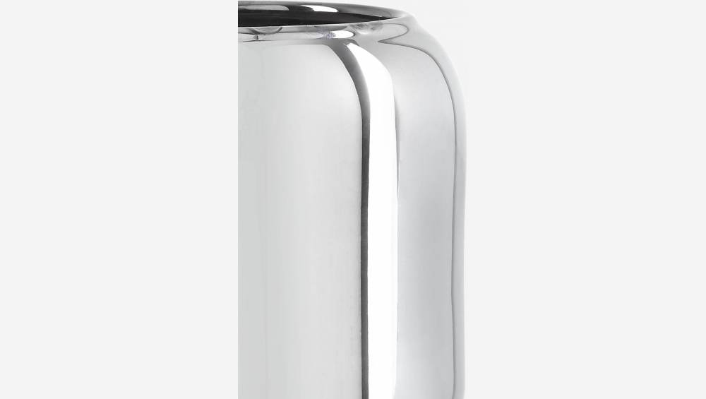 Theelichthouder van mondgeblazen glas - Zilverkleurig - 11 cm
