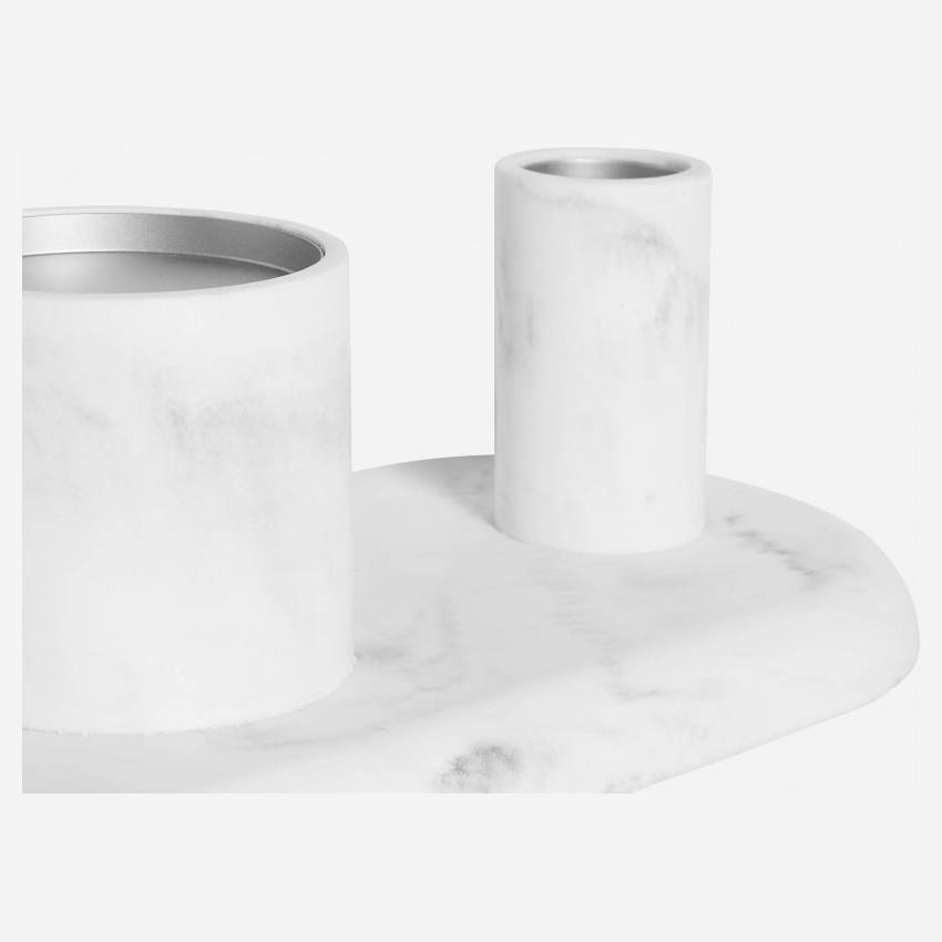 Bandeja decorativa de velas con efecto mármol - Blanco - Design by Marie Matsuura
