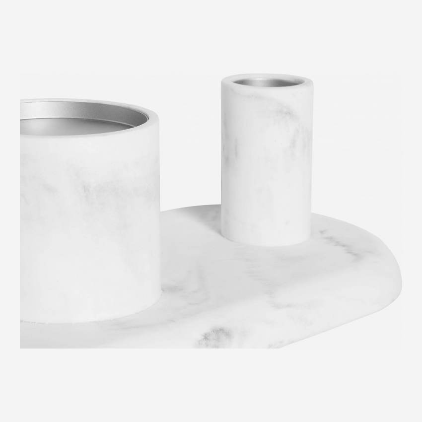 Bandeja decorativa de velas con efecto mármol - Blanco - Design by Marie Matsuura