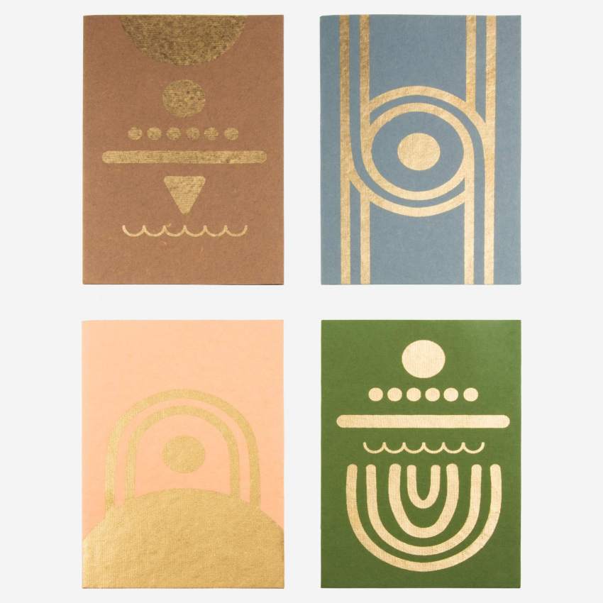 Conjunto de 4 postais com envelopes - Design by Floriane Jacques