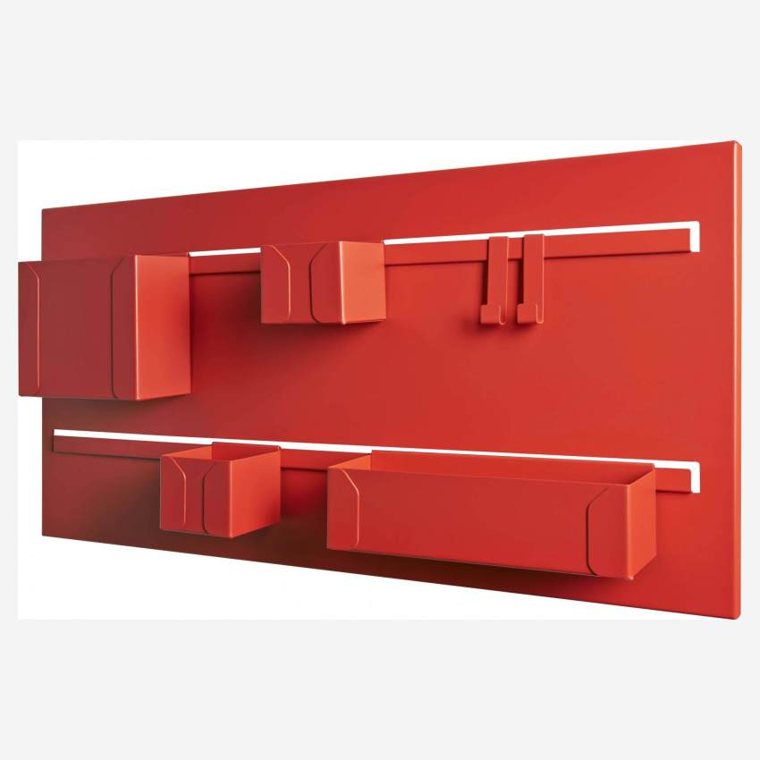 Scaffale a parete con contenitore - Rosso