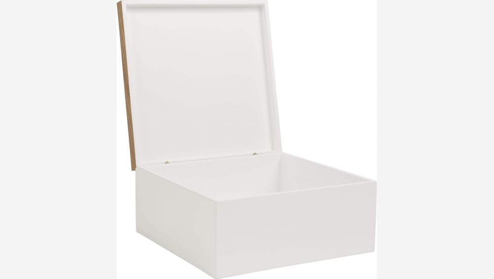 Boîte de rangement 20x20cm en bois avec intérieur laqué blanc
