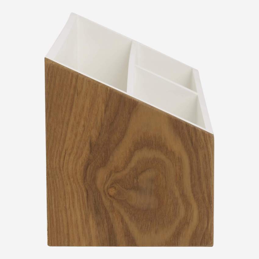 Aufbewahrung für Schreibtisch aus Holz, mit weiß lackierter Innenseite