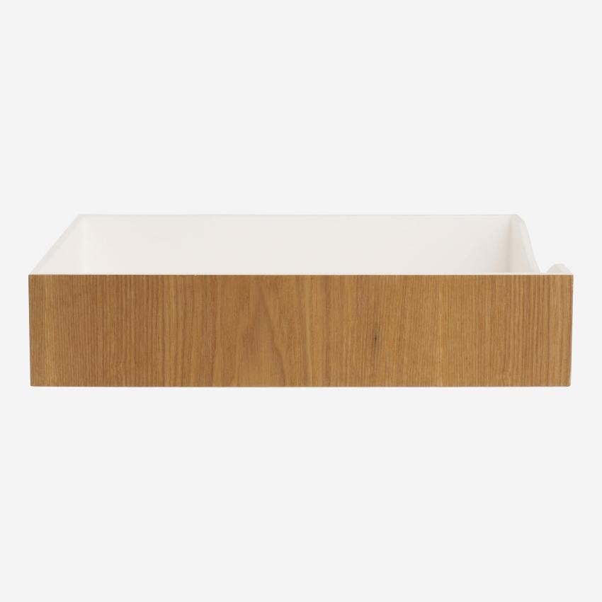 Aufbewahrung für den Schreibtisch aus Holz, mit weiß lackierter Innenseite
