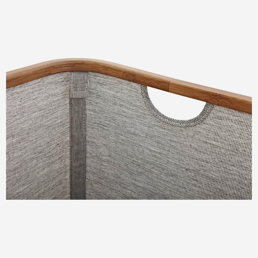 Cesto arrumação quadrado em bambu e tecido - Cinzento - 33 x 33 x 33 cm