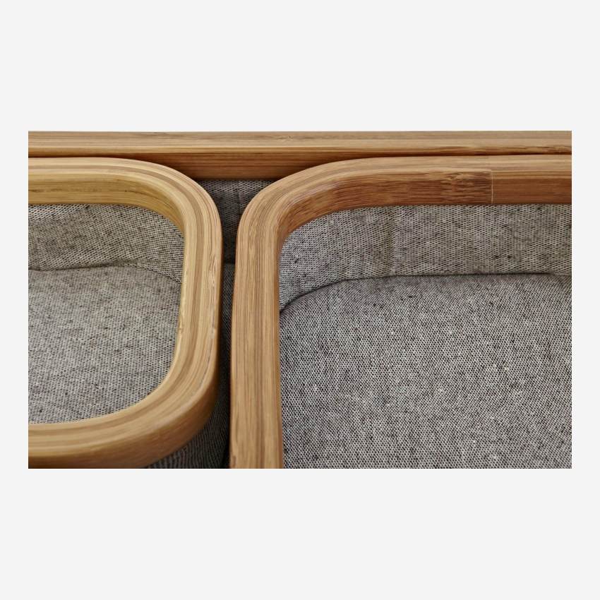 Conjunto de 4 caixas em bambu e tecido - Cinza
