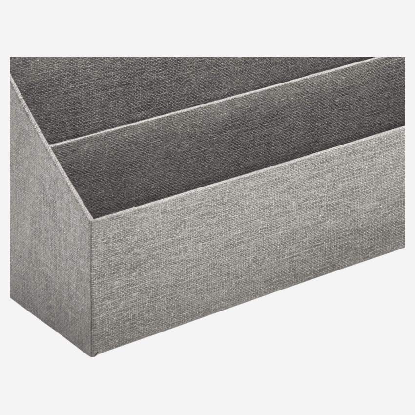Papierablage aus Leder und Karton, grau