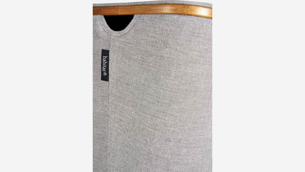 Grande cesto p/ roupa em bambu e tecido - Cinzento
