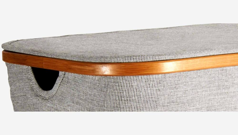 Grande cesto p/ roupa em bambu e tecido - Cinzento