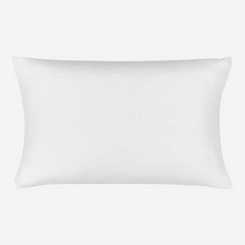Kopfkissenschoner aus gebürsteter Baumwolle - 2 Seiten - 50 x 80 cm - Weiß