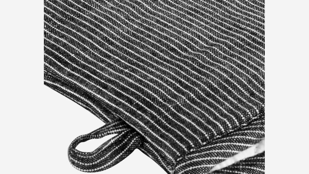 Topfhandschuh, aus Baumwolle und Leinen, schwarz, weiß