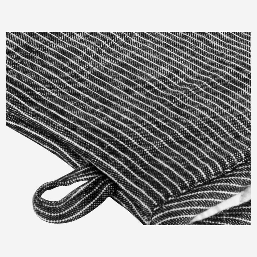 Topfhandschuh, aus Baumwolle und Leinen, schwarz, weiß