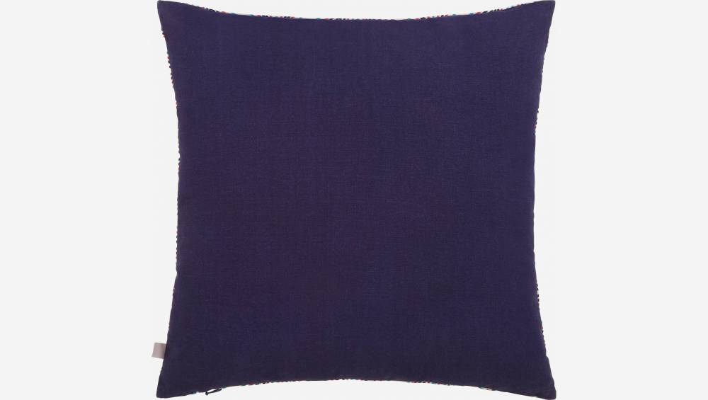 Kissen, bestickt, aus Baumwolle, 45x45cm mit blauem Motiv