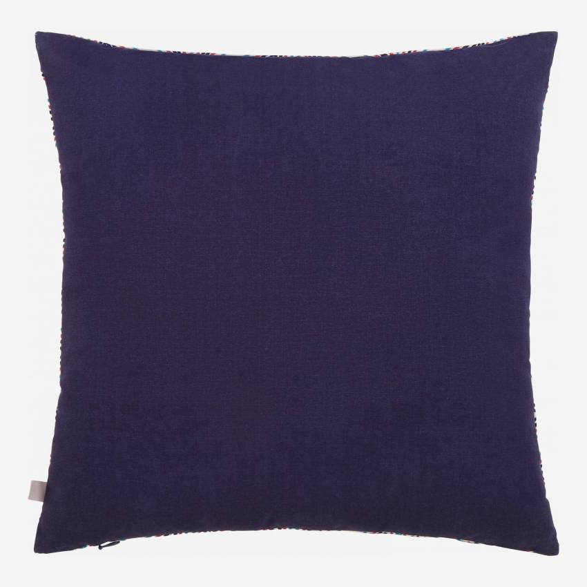 Kissen, bestickt, aus Baumwolle, 45x45cm mit blauem Motiv