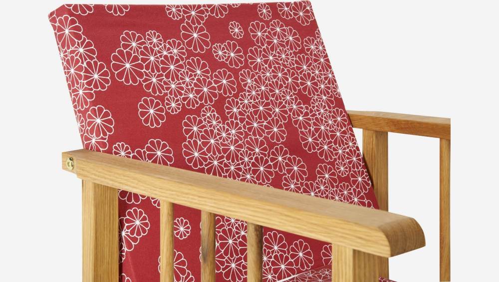 Lona de algodón rojo floral para silla plegable
